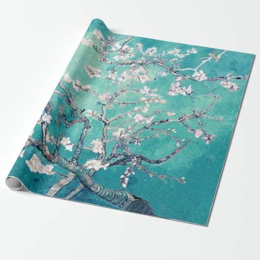 Papier Cadeau Vincent Van Gogh Almond Blossoms Turquoise (Déroulé)