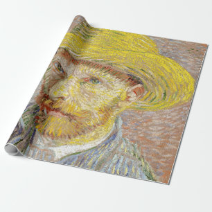 Papier Cadeau Vincent van Gogh - Autoportrait au chapeau de pail