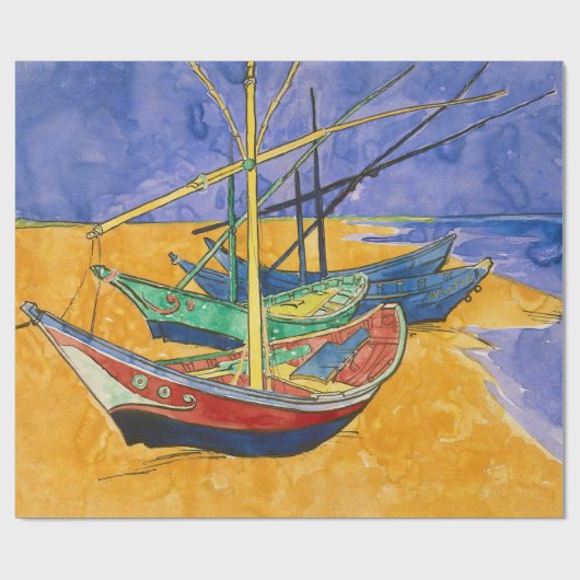 Papier Cadeau Vincent van Gogh - Bateaux de pêche sur la plage (Plat)