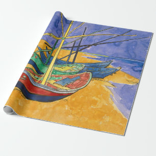 Papier Cadeau Vincent van Gogh - Bateaux de pêche sur la plage