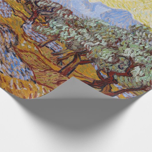 Papier Cadeau Vincent van Gogh - Oliviers, Ciel Jaune et Soleil (Coin)