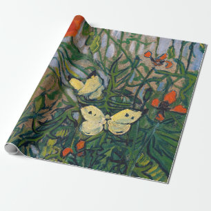 Papier Cadeau Vincent van Gogh - Papillons et Coquelicots
