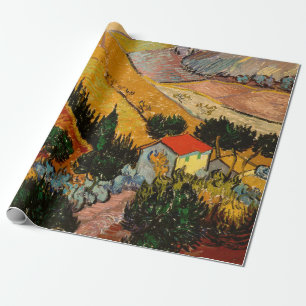 Papier Cadeau Vincent van Gogh - Paysage, Maison et Laboureur