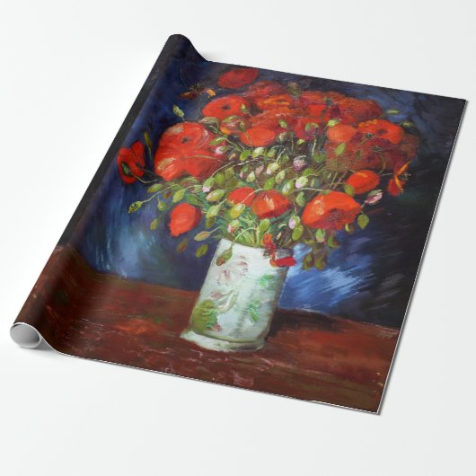 Papier Cadeau Vincent Van Gogh Vase avec le Red Poppys Fine Art (Déroulé)