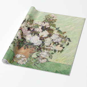 Papier Cadeau Vincent Van Gogh Vase Avec Roses Rose Art Floral