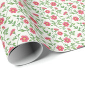 Papier Cadeau Vine rouge en fleurs (Coin rond)