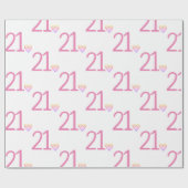 Papier Cadeau Vingt-et-un Anniversaire du coeur (Plat)