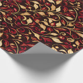 Papier Cadeau Vins de Noël noir, bourgogne et or (Coin)