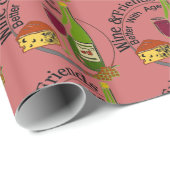 Papier Cadeau Vins et amis mieux avec l'âge (Coin rond)