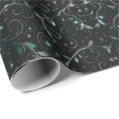 Papier Cadeau Vins Végétation Étoiles Pois Noël (Coin rond)