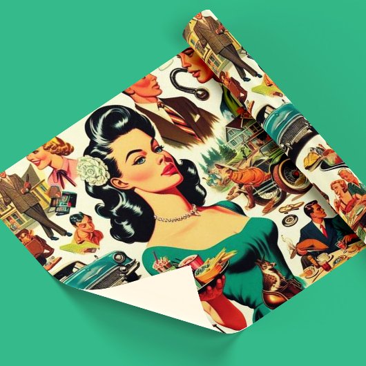 Papier Cadeau Vintage 1950 Seamless Motif