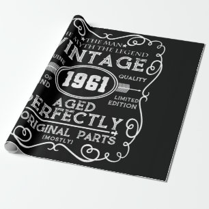 Papier Cadeau Vintage 1961 Mythe de l'homme Légende 60e annivers