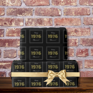 Papier Cadeau Vintage 1976 Rétro 50e Anniversaire Noir Personnal