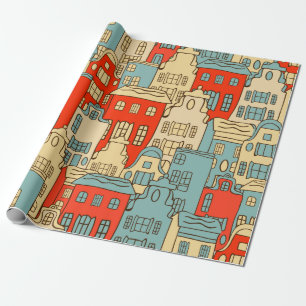 Papier Cadeau vintage abstrait ville sans couture motif.