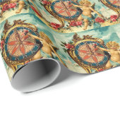 Papier Cadeau Vintage Ange noël Cherub à l'ancienne (Coin rond)