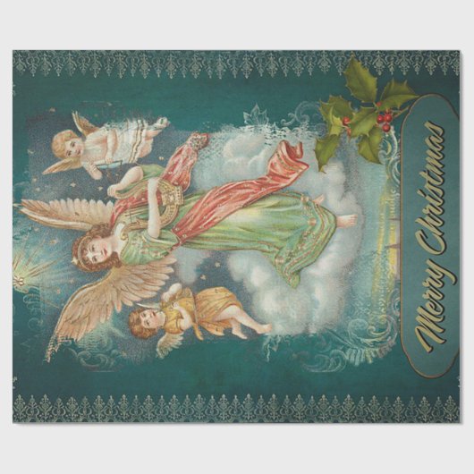 Papier Cadeau Vintage Angels Noël (Plat)