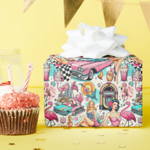 Papier Cadeau Vintage années 1950 mignon Motif