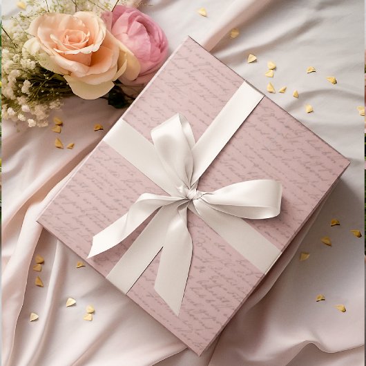 Papier Cadeau Vintage Antique Lettres Faded Pink