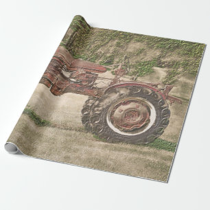 Papier Cadeau Vintage Antique Vieux Russe Pays Tracteur ferme