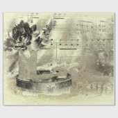 Papier Cadeau Vintage antiquité Sepia Beige Black Sheet (Plat)