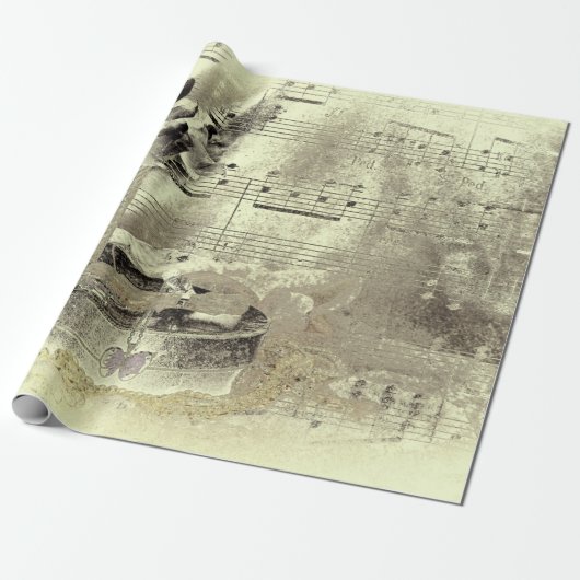 Papier Cadeau Vintage antiquité Sepia Beige Black Sheet (Déroulé)