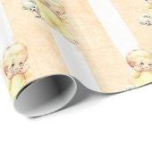 Papier Cadeau Vintage bébé garçon Jaune, orange et Baby shower g (Coin rond)