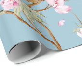 Papier Cadeau Vintage Blue Chinoiserie Floral (Coin rond)
