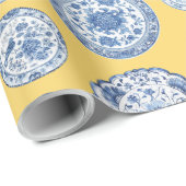 Papier Cadeau Vintage Blue Chinoiserie Plates Any Occasion  (Coin rond)