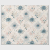 Papier Cadeau Vintage Blue Floral Wrapping Paper (Plat)