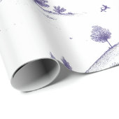 Papier Cadeau Vintage Blue Toile Landscape (1) (Coin rond)