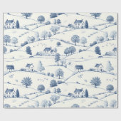 Papier Cadeau Vintage Blue Toile Landscape (2) (Plat)