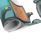 Papier Cadeau Vintage Blue Tracteur (Coin rond)