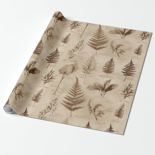 Papier Cadeau Vintage Botanical Floral Pattern (7) (Déroulé)