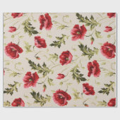 Papier Cadeau Vintage bright red poppies flower pattern  (Plat)