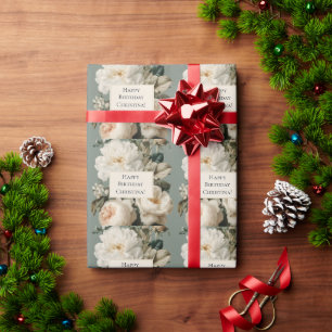 Papier Cadeau Vintage cadre floral avec crème et roses roses
