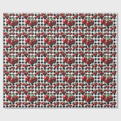 Papier Cadeau Vintage Cherries black white gingham (Plat)