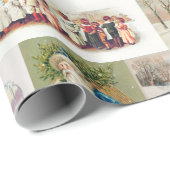 Papier Cadeau Vintage Christmas Antique Collage (Coin rond)