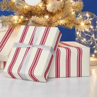 Papier Cadeau Vintage Christmas Candy Cane Wrapping Paper