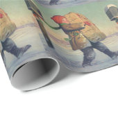 Papier Cadeau Vintage Christmas, Child with Large Package (Coin rond)