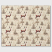Papier Cadeau Vintage Christmas Deer and Tree (Plat)