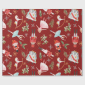 Papier Cadeau Vintage Christmas Nutcracker Fairy Tale Red  (Plat)