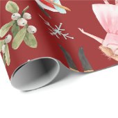 Papier Cadeau Vintage Christmas Nutcracker Fairy Tale Red  (Coin rond)