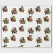 Papier Cadeau Vintage Christmas Owl (Plat)