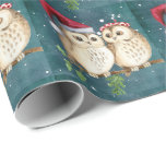 Papier Cadeau Vintage Christmas Owl Motif<br><div class="desc">Le papier d'enveloppement de la chouette de Noël Vintage présente un motif de cheveu de Noël de style vintage.Un design parfait pour la saison de Noël.</div>