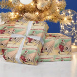 Papier Cadeau Vintage Christmas Père Noël Bowling<br><div class="desc">Joli papier d'emballage rétro Vintage Noël Père Noël Bowling.</div>