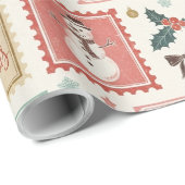 Papier Cadeau Vintage Christmas Postage Pattern (Coin rond)