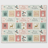 Papier Cadeau Vintage Christmas Postage Pattern (Plat)