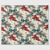 Papier Cadeau Vintage Christmas Santa’s Boots & Bows (Plat)