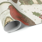 Papier Cadeau Vintage Christmas Seamless Pattern (Coin rond)