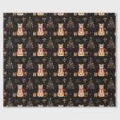 Papier Cadeau Vintage Christmas Tiger with Tree Black (Plat)